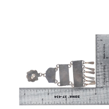 long vintage Zuni sterling silver snake eye turquoise chandelier earrings