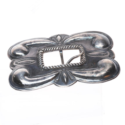 30's-40's Vintage Navajo sterling silver repousse stampwork concho belt buckle