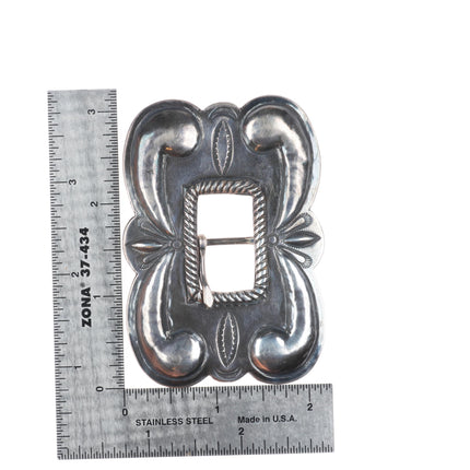30's-40's Vintage Navajo sterling silver repousse stampwork concho belt buckle