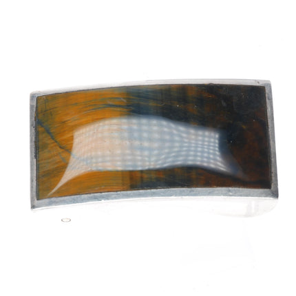small Enrique Ledesma Taxco Modernist blue tiger's eye belt buckle #2