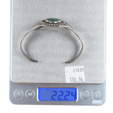 6.4" Vintage 40's-50's Fred Harvey style sterling silver cuff bracelet turquoise