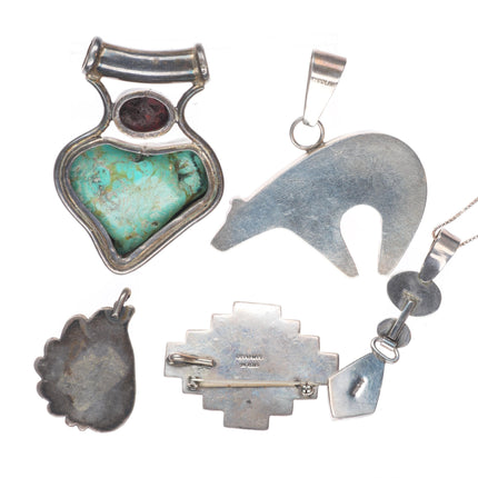 Vintage Navajo/southwestern sterling silver pendant collection lot turquoise
