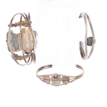 6.4" Jefferson James/other Navajo sterling silver turquoise cuff bracelet lot