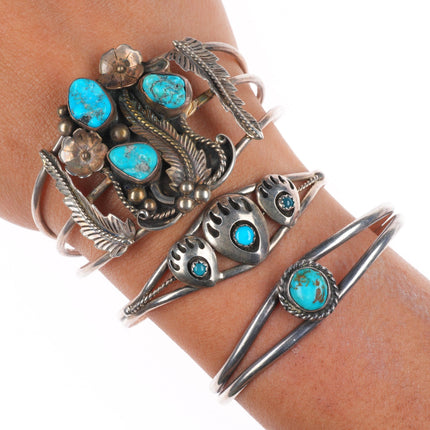 6.4" Jefferson James/other Navajo sterling silver turquoise cuff bracelet lot