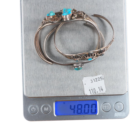 6.4" Jefferson James/other Navajo sterling silver turquoise cuff bracelet lot