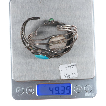 6.1" Vintage Navajo/Mexican sterling silver turquoise cuff bracelet lot