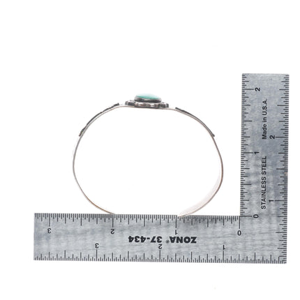 6.25" c1940's Fred Harvey sterling silver turquoise dogs/snakes cuff bracelet