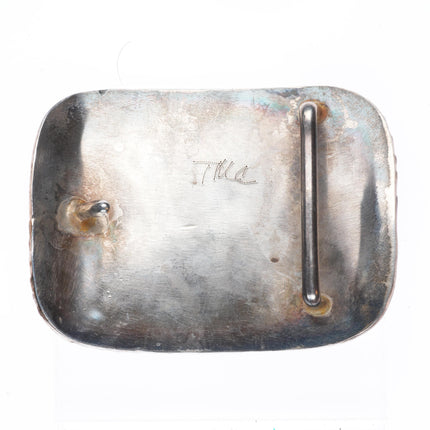 Vintage Navajo 3 stone turquoise southwestern sterling silver belt buckle