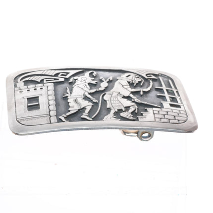 vintage Edison Wadsworth Hopi Overlay dancers belt buckle sterling silver