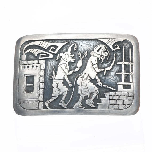 vintage Edison Wadsworth Hopi Overlay dancers belt buckle sterling silver