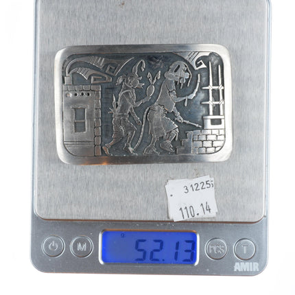 vintage Edison Wadsworth Hopi Overlay dancers belt buckle sterling silver