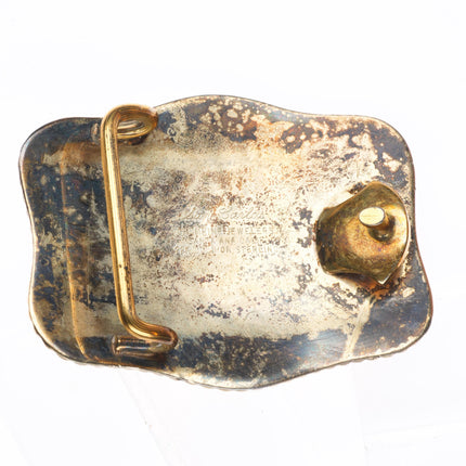 Vintage Sam Carlos Crumrine sterling silver 22k gold filled engraved belt buckle