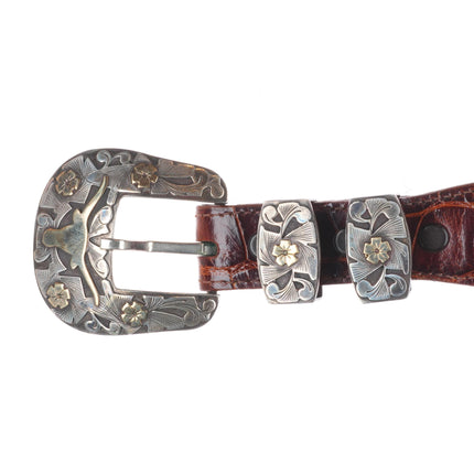 1" 14k/Sterling silver Texas Longhorn Edward Baird/Reward ranger belt buckle set