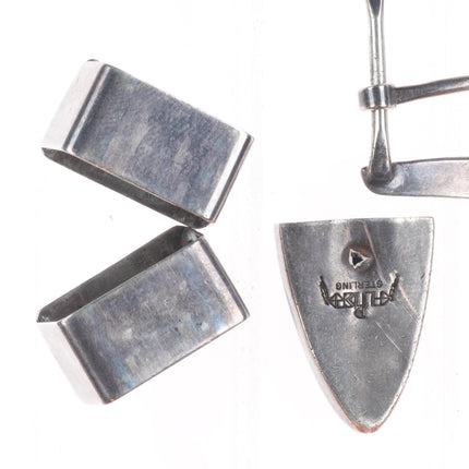 Delbert Saunders Navajo Sterling silver intricately stamped 3/4" ranger belt buckle set