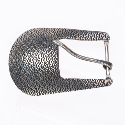 Delbert Saunders Navajo Sterling silver intricately stamped 3/4" ranger belt buckle set