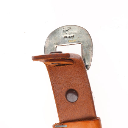 BG Mudd Navajo sterling silver turquoise/coral inlay ranger belt buckle set