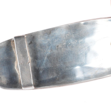 Vintage  Navajo Overlay geometric belt buckle sterling silver