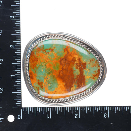 Sylvia Nuguematz Navajo for Chimney Butte Sterling silver  turquoise belt buckle