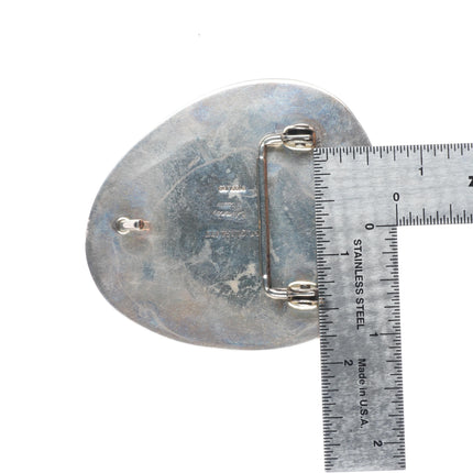 Sylvia Nuguematz Navajo for Chimney Butte Sterling silver  turquoise belt buckle