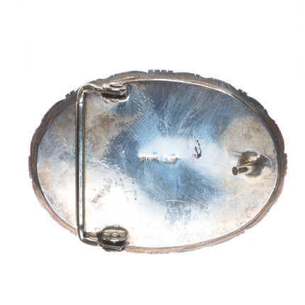 Fritson Toledo Navajo Petrified Wood Agate/jasper sterling silver belt buckle