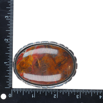 Fritson Toledo Navajo Petrified Wood Agate/jasper sterling silver belt buckle