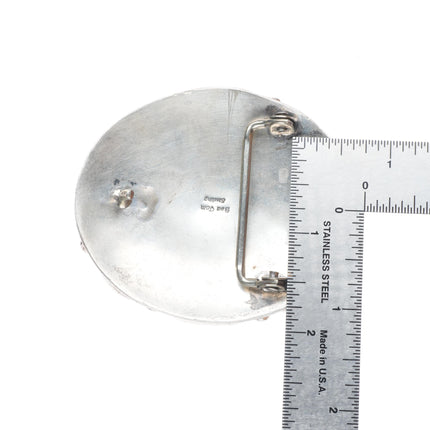 Bea Tom Navajo sterling silver, turquoise, coral, amethyst stone belt buckle