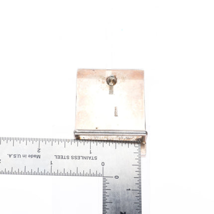 Vintage Navajo Sterling silver spiderweb turquoise channel inlay belt buckle