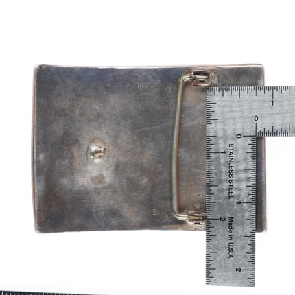 Vintage BLB Southwestern sterling silver chip inlay turquoise pistol belt buckle