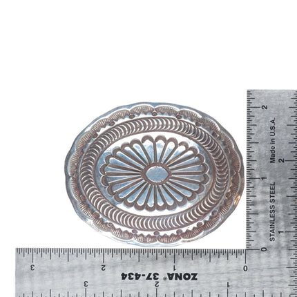 Vintage stamped sterling silver Navajo belt buckle concho style