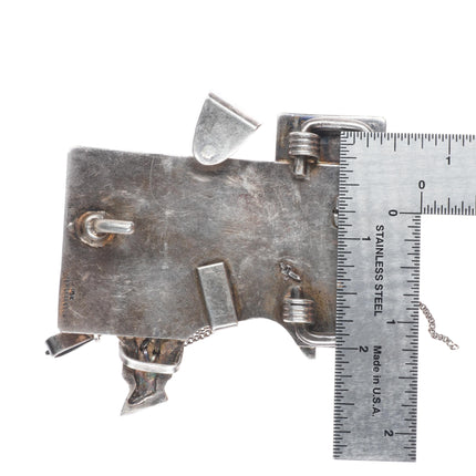 Vintage 10k gold on Sterling silver hand engraved Saddle belt buckle