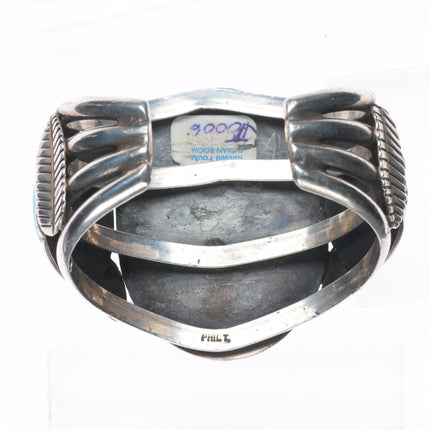 6.5" Phil Tso Navajo sterling silver high grade turquoise huge cuff bracelet