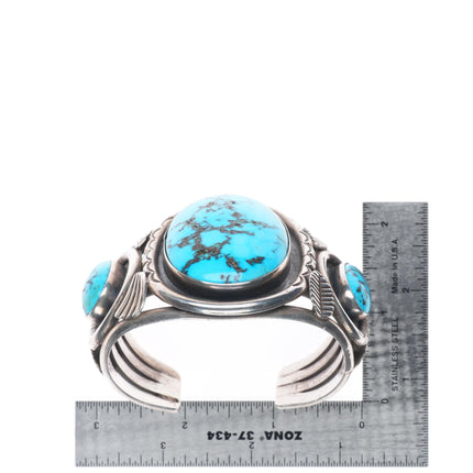 6.5" Phil Tso Navajo sterling silver high grade turquoise huge cuff bracelet