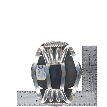 6.5" Phil Tso Navajo sterling silver high grade turquoise huge cuff bracelet