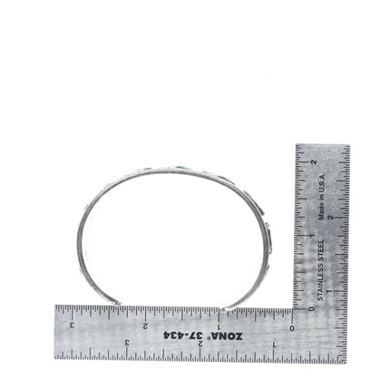 6.5" Vintage Navajo sterling silver freeform turquoise modernist cuff bracelet