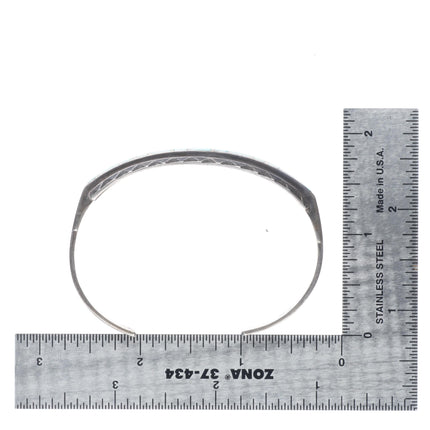 6.5" Vintage Zuni sterling silver channel inlay hand stamped cuff bracelet