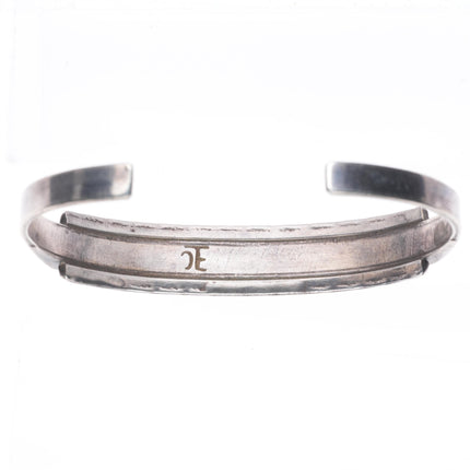 6.5" Vintage Zuni sterling silver channel inlay hand stamped cuff bracelet
