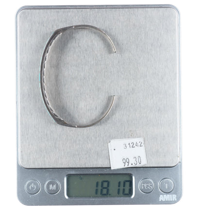 6.5" Vintage Zuni sterling silver channel inlay hand stamped cuff bracelet