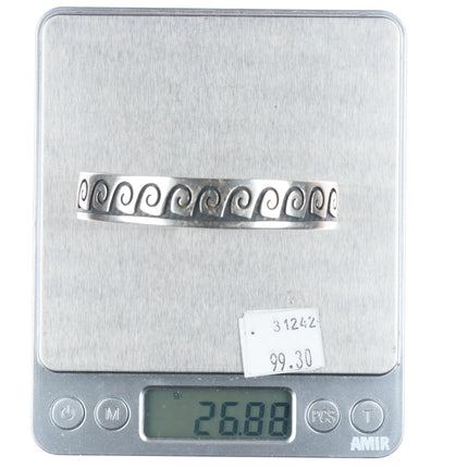 7" Gene Pooyouma Hopi Overlay water/wave sterling silver cuff bracelet