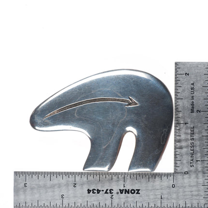 Vintage Navajo sterling silver heartline bear belt buckle 1.5"