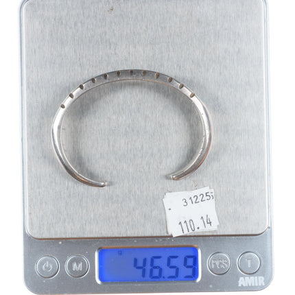 6.25" Vintage Zuni flush inlay turquoise sturdy sterling silver cuff bracelet