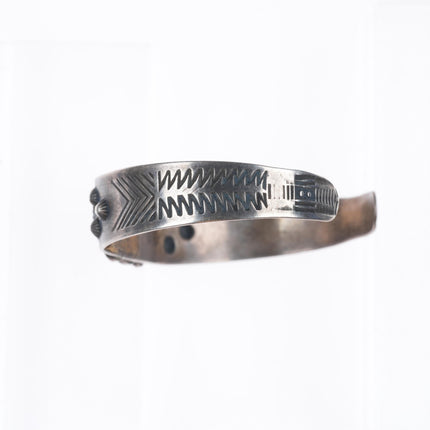 6.5" Vintage Fred Harvey sterling silver turquoise cuff bracelet orig label