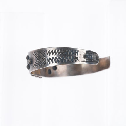 6.5" Vintage Fred Harvey sterling silver turquoise cuff bracelet orig label