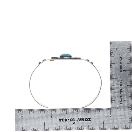 6.5" Vintage Fred Harvey sterling silver turquoise cuff bracelet orig label