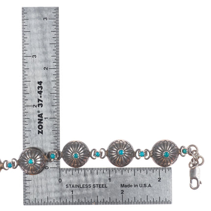 7.25" Vintage Navajo sterling silver snake eye turquoise link bracelet