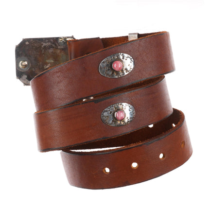 Vintage sterling silver Rhodochrosite concho belt with nice buckle