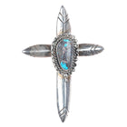 Large tufa cast Bisbee turquoise sterling silver cross pendant