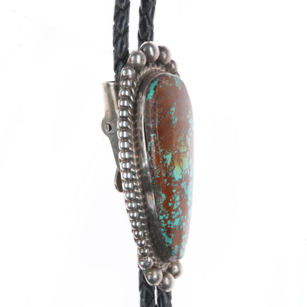 Vintage Juan G Native American sterling silver Nevada turquoise bolo tie