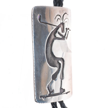 Retro Southwestern sterling silver golfing Kokopelli bolo tie