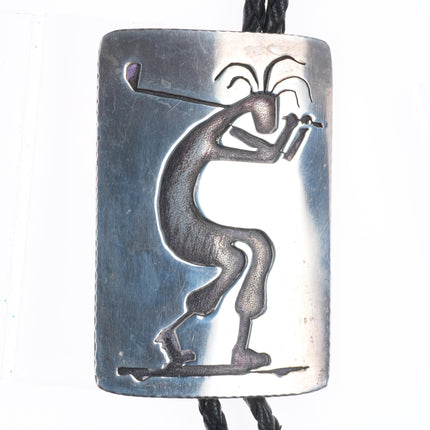 Retro Southwestern sterling silver golfing Kokopelli bolo tie