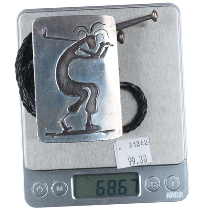Retro Southwestern sterling silver golfing Kokopelli bolo tie